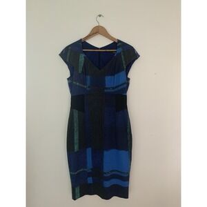 Karen Millen Watercolor Check Dress 10 Pencil Dress ASO Wornontv Camille Bones